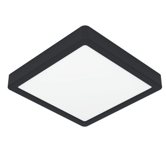 Eglo fueva 6 plafoniera led 10,5w cct 2700k 6500k 22cm moderna quadrata nera