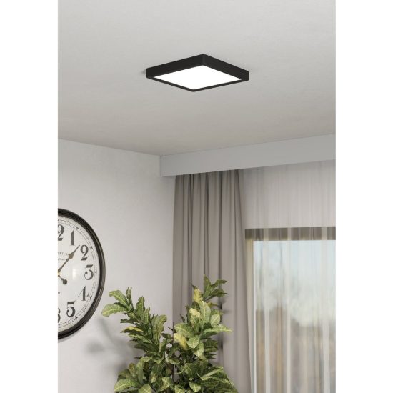 Eglo fueva 6 plafoniera led 10,5w cct 2700k 6500k 22cm moderna quadrata nera