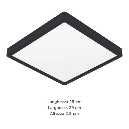 Eglo fueva 6 plafoniera led 13w cct 2700k 6500k 29cm moderna quadrata nera