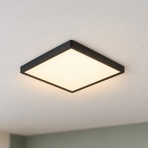 Eglo fueva 6 plafoniera led 17,5w cct 2700k 6500k 39cm per camera da letto moderna quadrata nera