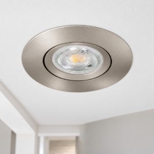Eglo barranco gu10 faretto da incasso per cartongesso orientabile led 4,5w 3000k foro 6,8cm nichel opaco