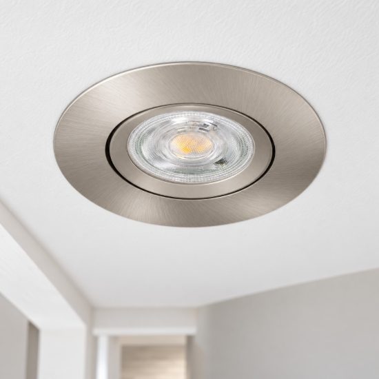 Eglo barranco gu10 faretto da incasso per cartongesso orientabile led 4,5w 3000k foro 6,8cm nichel opaco
