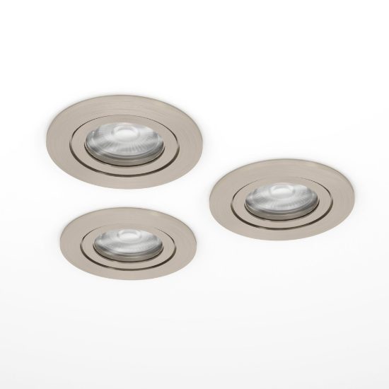 Eglo barranco gu10 set 3 faretti da incasso per cartongesso orientabili led 3x4,5w 3000k foro 6,8cm nichel opaco
