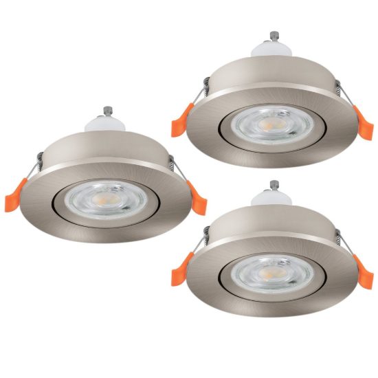 Eglo barranco gu10 set 3 faretti da incasso per cartongesso orientabili led 3x4,5w 4000k ip44 foro 6,8cm nichel opaco