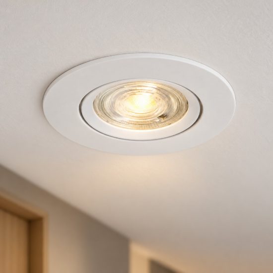 Eglo barranco gu10 faretto da incasso per cartongesso orientabile led 4,5w 4000k foro 6,8cm bianco