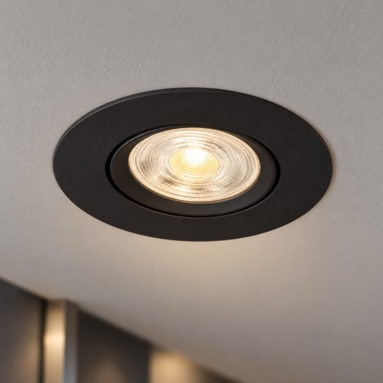 Eglo barranco gu10 faretto da incasso per cartongesso orientabile led 4,5w 4000k foro 6,8cm nero