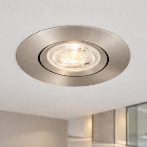 Eglo barranco gu10 faretto da incasso per cartongesso orientabile led 4,5w 4000k foro 6,8cm nichel opaco