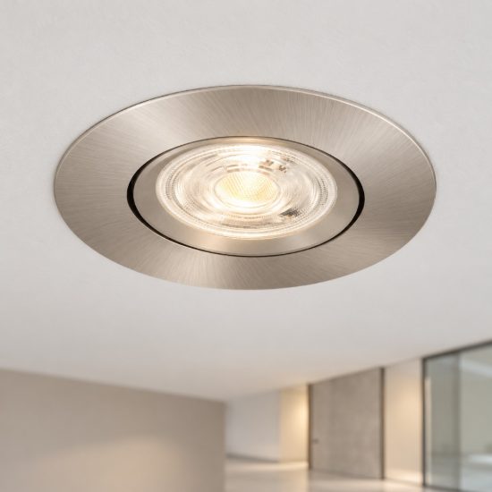 Eglo barranco gu10 faretto da incasso per cartongesso orientabile led 4,5w 4000k foro 6,8cm nichel opaco