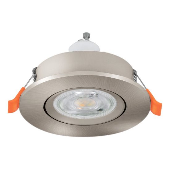 Eglo barranco gu10 faretto da incasso per cartongesso orientabile led 4,5w 4000k foro 6,8cm nichel opaco