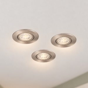 Eglo barranco gu10 set 3 faretti da incasso per cartongesso orientabili led 3x4,5w 4000k foro 6,8cm nichel opaco