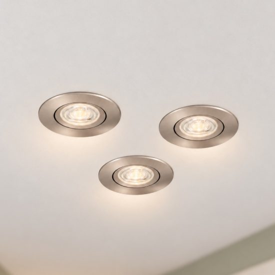 Eglo barranco gu10 set 3 faretti da incasso per cartongesso orientabili led 3x4,5w 4000k foro 6,8cm nichel opaco
