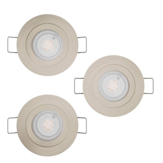 Eglo barranco gu10 set 3 faretti da incasso per cartongesso orientabili led 3x4,5w 4000k foro 6,8cm nichel opaco