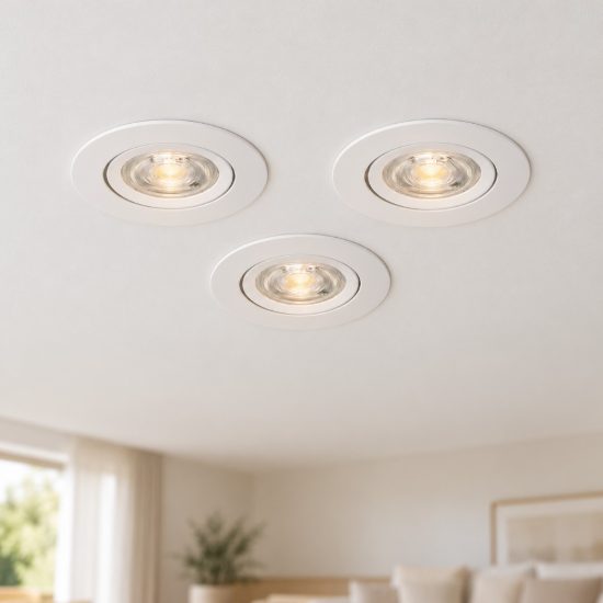 Eglo barranco set 3 faretti da incasso per cartongesso orientabili led 3x4,5w cct 2700k 6500k foro 6,8cm bianco