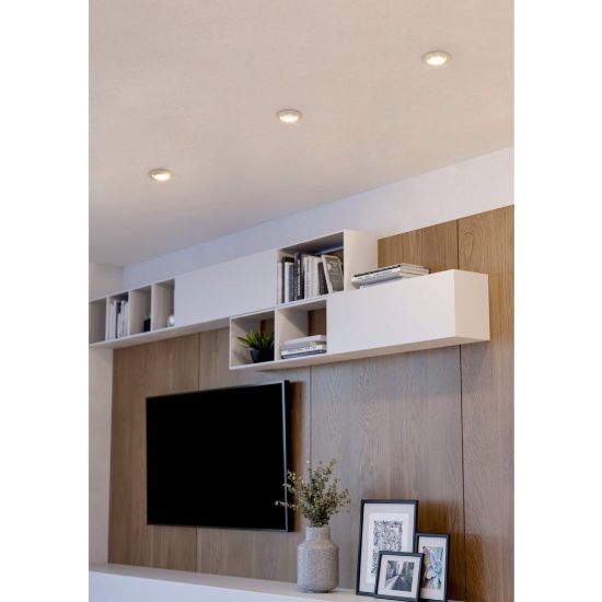 Eglo barranco set 3 faretti da incasso per cartongesso orientabili led 3x4,5w cct 2700k 6500k foro 6,8cm bianco