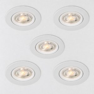 Eglo barranco set 5 faretti da incasso per cartongesso orientabili led 5x4,5w cct 2700k 6500k foro 6,8cm bianco