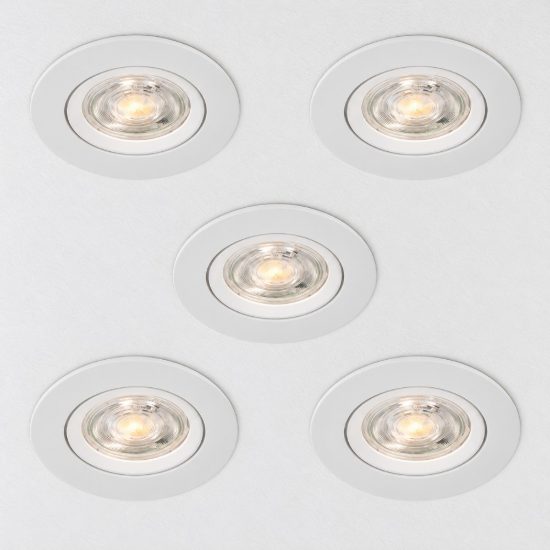 Eglo barranco set 5 faretti da incasso per cartongesso orientabili led 5x4,5w cct 2700k 6500k foro 6,8cm bianco
