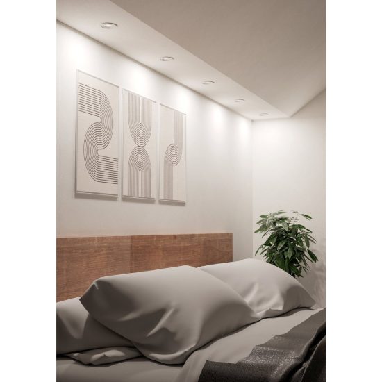 Eglo barranco set 5 faretti da incasso per cartongesso orientabili led 5x4,5w cct 2700k 6500k foro 6,8cm bianco