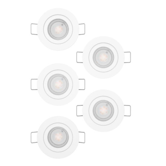 Eglo barranco set 5 faretti da incasso per cartongesso orientabili led 5x4,5w cct 2700k 6500k foro 6,8cm bianco
