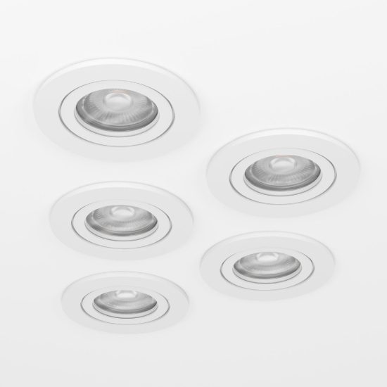 Eglo barranco set 5 faretti da incasso per cartongesso orientabili led 5x4,5w cct 2700k 6500k foro 6,8cm bianco