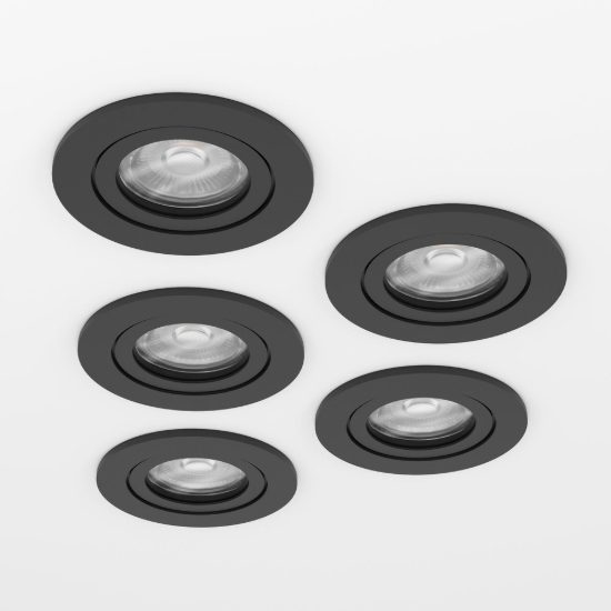Eglo barranco set 5 faretti da incasso per cartongesso orientabili led 5x4,5w cct 2700k 6500k foro 6,8cm nero