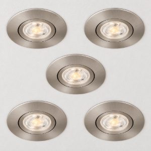 Eglo barranco set 5 faretti da incasso per cartongesso orientabili led 5x4,5w cct 2700k 6500k foro 6,8cm nichel opaco
