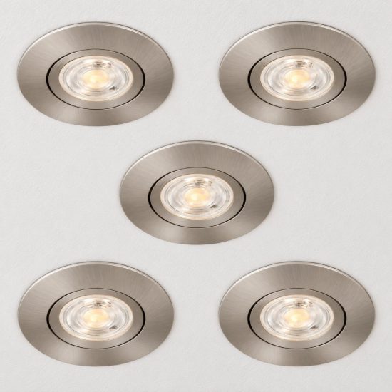 Eglo barranco set 5 faretti da incasso per cartongesso orientabili led 5x4,5w cct 2700k 6500k foro 6,8cm nichel opaco