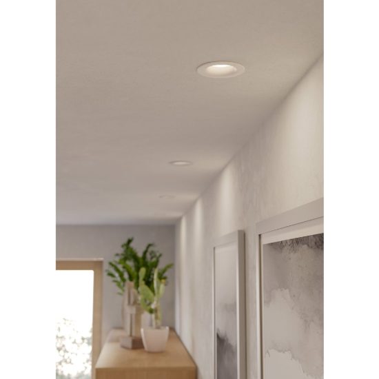 Eglo salabate faretto da incasso per cartongesso led 5w cct 2700k 6500k ip65 foro 6,8cm bianco