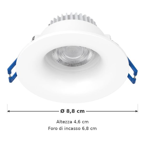 Eglo salabate faretto da incasso per cartongesso led 5w cct 2700k 6500k ip65 foro 6,8cm bianco