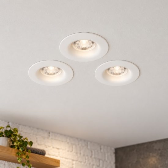 Eglo salabate set 3 faretti da incasso per cartongesso led 3x5w cct 2700k 6500k ip65 foro 6,8cm bianco