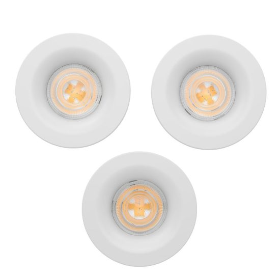 Eglo salabate set 3 faretti da incasso per cartongesso led 3x5w cct 2700k 6500k ip65 foro 6,8cm bianco