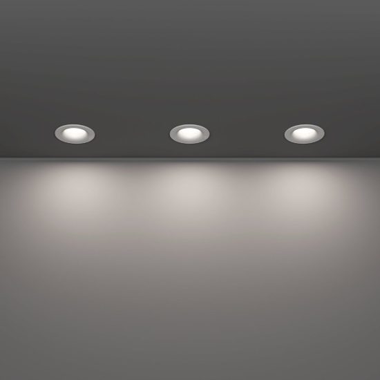 Eglo salabate set 3 faretti da incasso per cartongesso led 3x5w cct 2700k 6500k ip65 foro 6,8cm bianco
