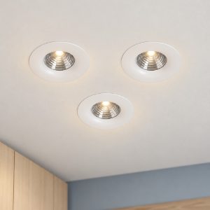 Eglo saliceto set 3 faretti da incasso per cartongesso led 3x4,8w 2700k foro 6,8cm bianco