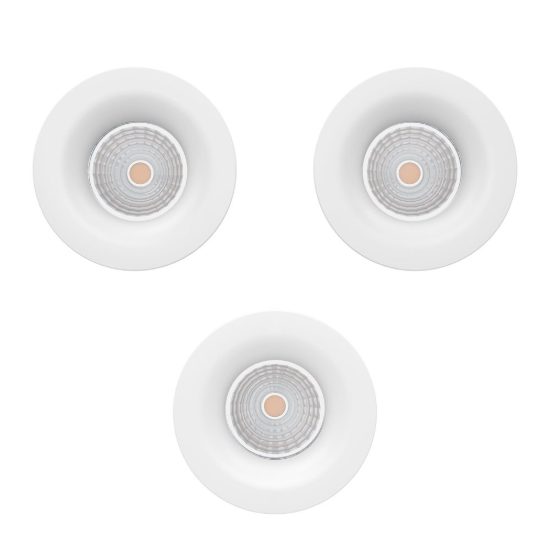 Eglo saliceto set 3 faretti da incasso per cartongesso led 3x4,8w 2700k foro 6,8cm bianco