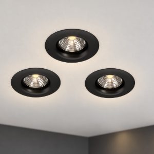 Eglo saliceto set 3 faretti da incasso per cartongesso led 3x4,8w 2700k foro 6,8cm nero