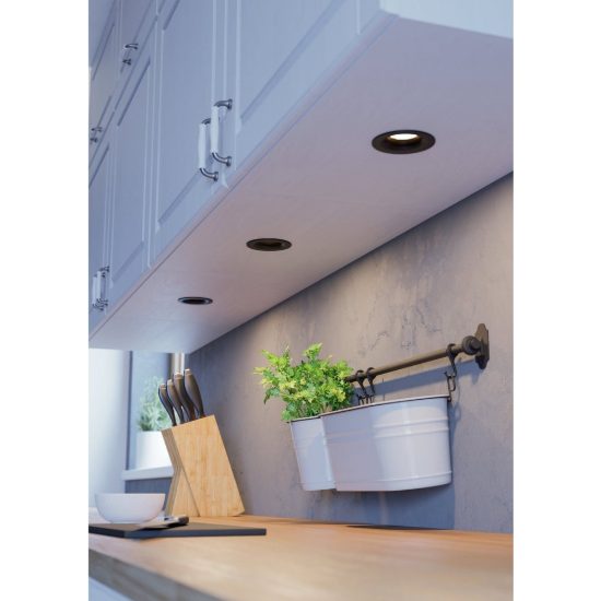 Eglo saliceto set 3 faretti da incasso per cartongesso led 3x4,8w 2700k foro 6,8cm nero