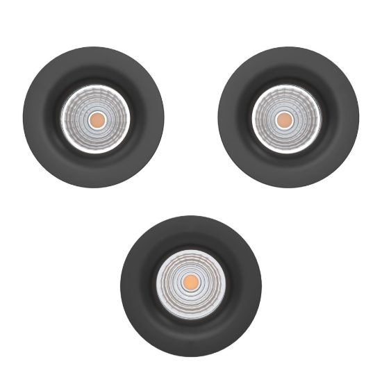 Eglo saliceto set 3 faretti da incasso per cartongesso led 3x4,8w 2700k foro 6,8cm nero