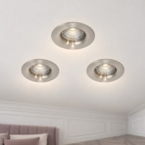 Eglo saliceto set 3 faretti da incasso per cartongesso led 3x4,8w 2700k foro 6,8cm nichel opaco