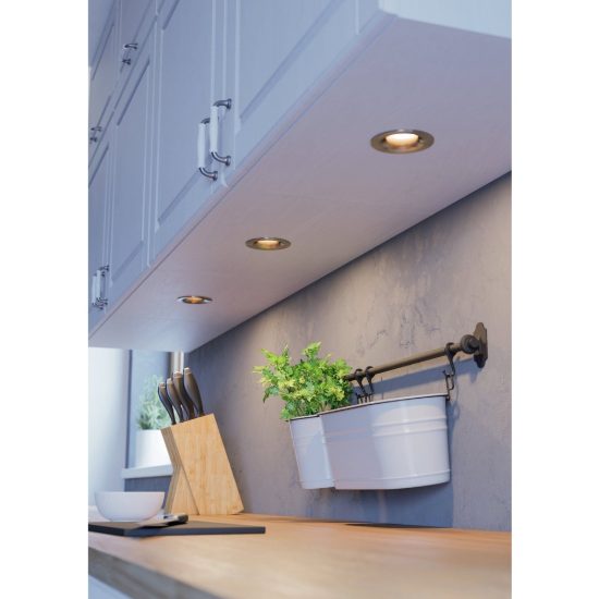 Eglo saliceto set 3 faretti da incasso per cartongesso led 3x4,8w 2700k foro 6,8cm nichel opaco