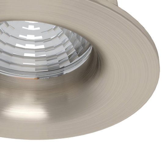 Eglo saliceto set 3 faretti da incasso per cartongesso led 3x4,8w 2700k foro 6,8cm nichel opaco