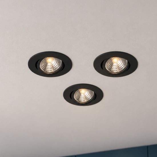 Eglo saliceto set 3 faretti da incasso per cartongesso orientabili led 3x6,4w 4000k foro 6,8cm nero