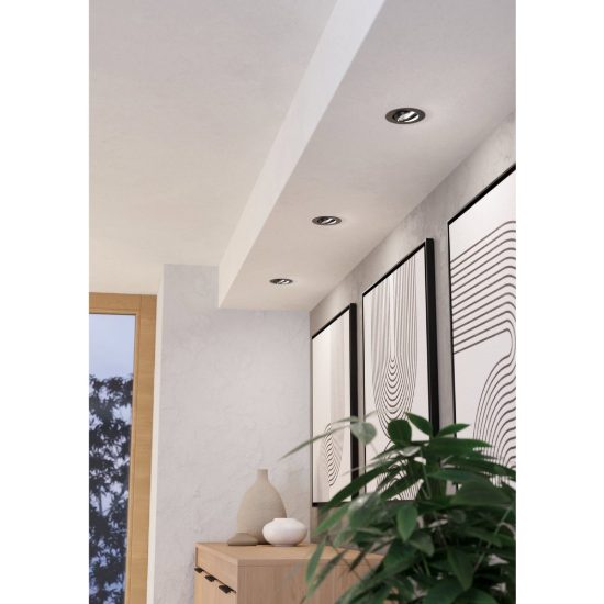 Eglo saliceto set 3 faretti da incasso per cartongesso orientabili led 3x6,4w 4000k foro 6,8cm nero