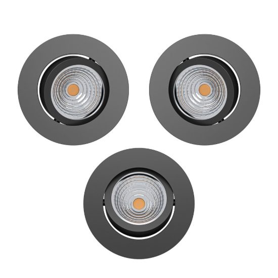 Eglo saliceto set 3 faretti da incasso per cartongesso orientabili led 3x6,4w 4000k foro 6,8cm nero