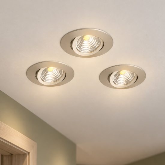 Eglo saliceto set 3 faretti da incasso per cartongesso orientabili led 3x6,4w 4000k foro 6,8cm nichel opaco