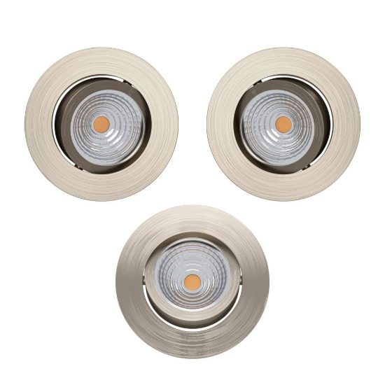 Eglo saliceto set 3 faretti da incasso per cartongesso orientabili led 3x6,4w 4000k foro 6,8cm nichel opaco