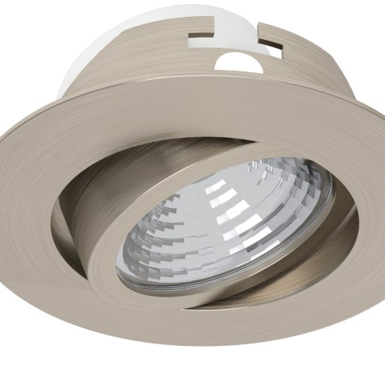 Eglo saliceto set 3 faretti da incasso per cartongesso orientabili led 3x6,4w 4000k foro 6,8cm nichel opaco