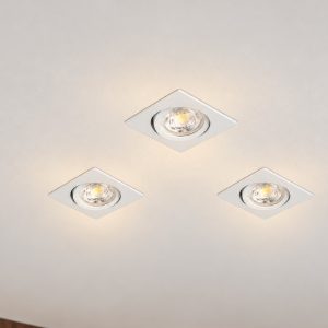 Eglo saliceto set 3 faretti da incasso per cartongesso orientabili led 3x4,8w 2700k quadrato foro 6,8cm bianco