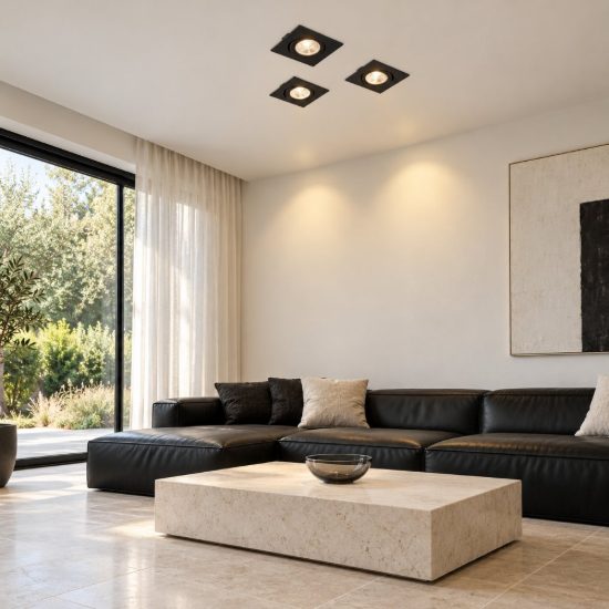 Eglo saliceto set 3 faretti da incasso per cartongesso orientabili led 3x6,4w 4000k quadrato foro 6,8cm nero
