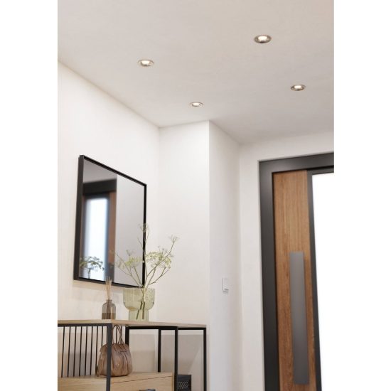 Eglo saliceto faretto da incasso per cartongesso led 6,4w 4000k foro 6,8cm nichel opaco