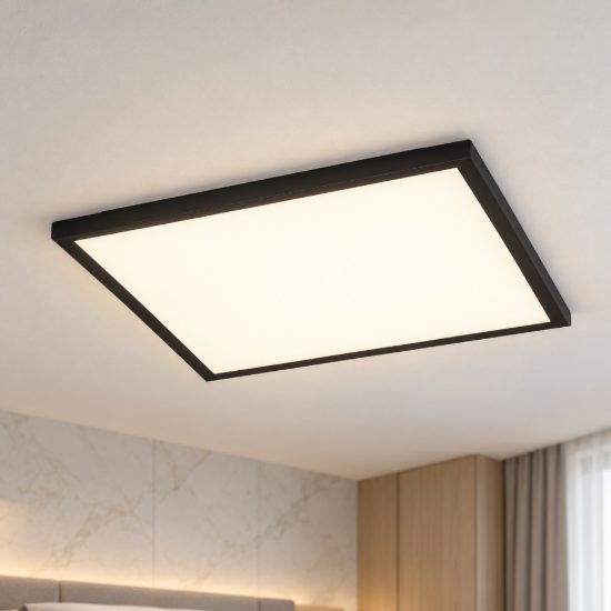 Eglo moradillo plafoniera led 18,8w cct 2700k 6500k 39,3cm per camera da letto moderna nera