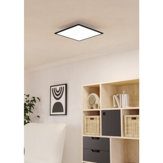 Eglo moradillo plafoniera led 18,8w cct 2700k 6500k 39,3cm per camera da letto moderna nera
